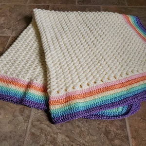 Crochet Rainbow Baby Blanket PATTERN ONLY Rainbow baby, baby afghan, stroller blanket, crib blanket, rainbow border, baby item image 4
