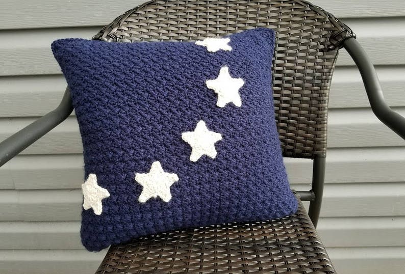 Crochet Americana Pillow Set PATTERN ONLY American flag home decor decoration 4th of July Veteran gift Labor day easy antiqued Betsy Ross image 2