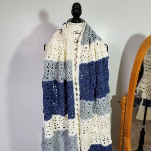 Crochet Flurry Wrap PATTERN ONLY women's teen's fashion prayer shawl super scarf lace rectangle stole image 7