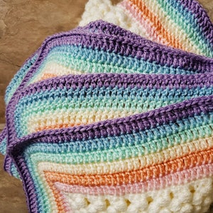 Crochet Rainbow Baby Blanket PATTERN ONLY Rainbow bébé, bébé afghan, couverture de poussette, couverture de berceau, bordure arc-en-ciel, article pour bébé image 7