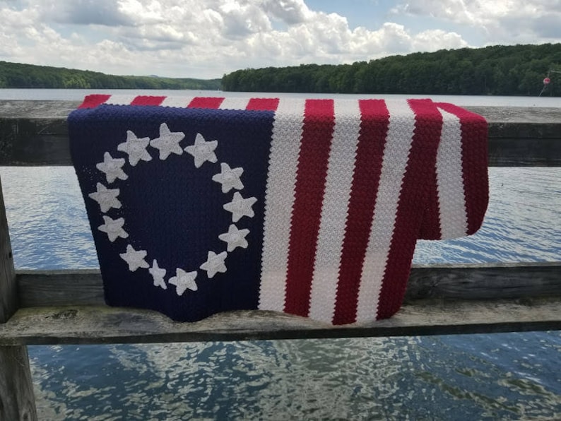Crochet Old Glory American Flag Afghan PATTERN ONLY Etsy