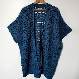 Crochet Water&#39;s Edge Kimono PATTERN ONLY women teen teenager female cardigan sweater sleeveless lacy long gift for her spring summer fall