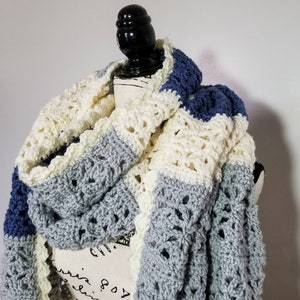 Crochet Flurry Wrap PATTERN ONLY women's teen's fashion prayer shawl super scarf lace rectangle stole image 5