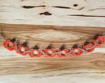 Crochet Upcycled Pumpkin Garland PATTERN ONLY ornaments picture frame Halloween Autumn Fall Thanksgiving holiday decoration