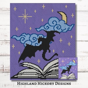 Dragon Story Graph Crochet Pattern C2C Graphgan + Written Instructions Corner-to-Corner, Tapestry, Tunisian, Knitting, Cross Stitch Chart