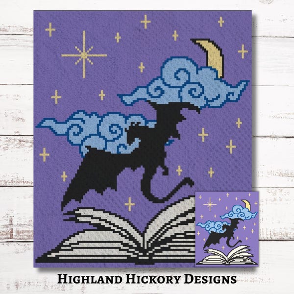 Dragon Story Graph Crochet Pattern C2C Graphgan + Written Instructions Corner-to-Corner, Tapestry, Tunisian, Knitting, Cross Stitch Chart