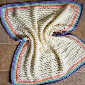 Crochet Rainbow Baby Blanket PATTERN ONLY Rainbow bébé, bébé afghan, couverture de poussette, couverture de berceau, bordure arc-en-ciel, article pour bébé image 2