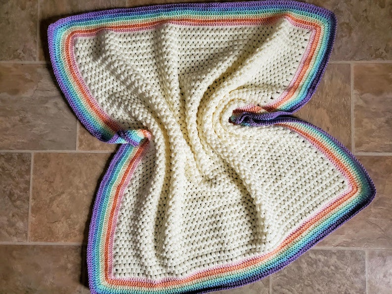 Crochet Rainbow Baby Blanket PATTERN ONLY Rainbow bébé, bébé afghan, couverture de poussette, couverture de berceau, bordure arc-en-ciel, article pour bébé image 2