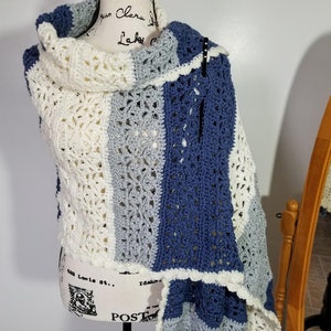 Crochet Flurry Wrap PATTERN ONLY women's teen's fashion prayer shawl super scarf lace rectangle stole image 3