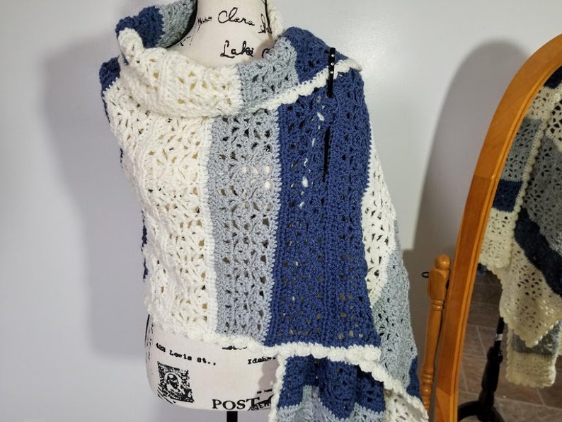 Crochet Flurry Wrap PATTERN ONLY women's teen's fashion prayer shawl super scarf lace rectangle stole image 3