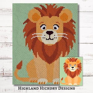 Lion Graph Häkelanleitung C2C Graphgan + schriftliche Anleitung, Von Ecke zu Ecke, Wandbehang, Strickanleitung, PDF