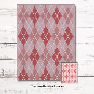 Argyle Diamonds Grafisk Virkmönster C2C, Mini c2c, tss, fm, hdc, dm Grafisk Virkmönster Med Skriftliga Instruktioner, Hörn-till-Hörn Gobelängvirkning