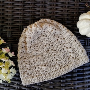 Crochet Rustic Lace Hat PATTERN ONLY woman&#39;s teen&#39;s slouchy hat toque lacy lightweight matches the rustic lace scarf pattern