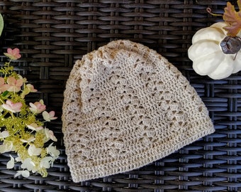 Crochet Rustic Lace Hat PATTERN ONLY woman's teen's slouchy hat toque lacy lightweight matches the rustic lace scarf pattern