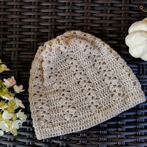 Crochet Rustic Lace Hat PATTERN ONLY woman's teen's slouchy hat toque lacy lightweight matches the rustic lace scarf pattern