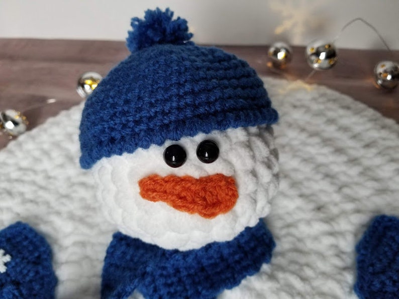 Crochet Melting Snowman PATTERN ONLY winter holiday decoration child's lovey baby lovey security blanket table top decor image 3