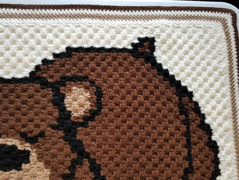 Crochet C2C Sleepy Bear Baby Blanket PATTERN ONLY afghan stroller sized blanket gift for baby shower gender neutral teddy bear child toddler image 2