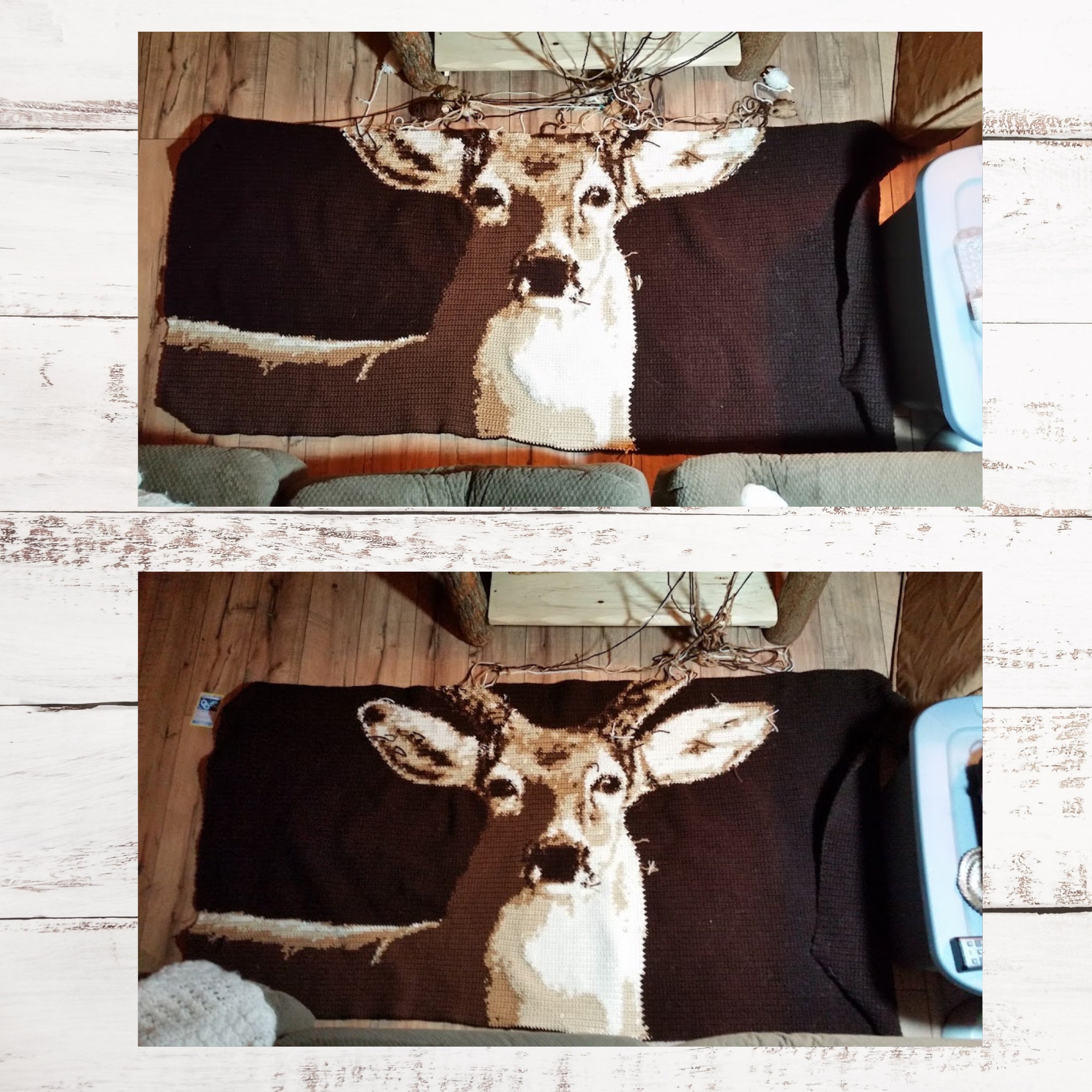 Realistic Deer Graph Crochet Pattern Tapestry or Tunisian Crochet