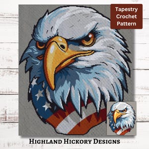 American Eagle 2 Graph Häkelanleitung Fester (sc) Graphgan + schriftliche Anleitung, Tapisserie, Tunesisch, Stricken, Kreuzstichvorlage