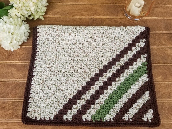 Crochet Striped Hand Towel Pattern Only Kitchen Dish Towel Etsy