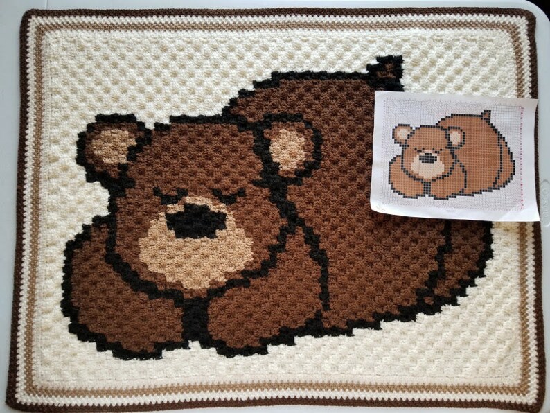 Crochet C2C Sleepy Bear Baby Blanket PATTERN ONLY Afghan Etsy