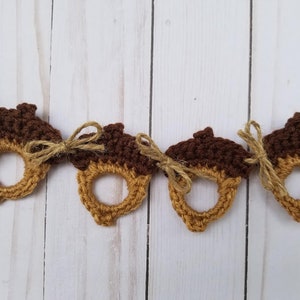 Crochet Upcycled Acorns PATTERN ONLY Fall Decor Autumn Decorations Ornaments small photo frame napkin ring garland country rustic image 5