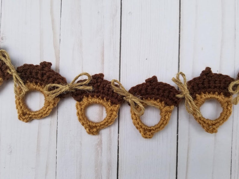 Crochet Upcycled Acorns PATTERN ONLY Fall Decor Autumn Decorations Ornaments small photo frame napkin ring garland country rustic image 5