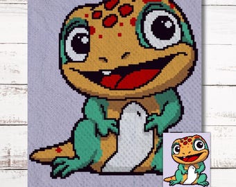 Lizard Graph Crochet Pattern C2C Graphgan + Written Instructions Corner-to-Corner, Tapestry, Tunisian, Knitting, Cross Stitch Chart PDF