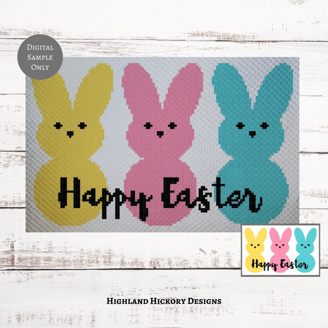 Easter Peeps Graph Crochet Pattern C2C, Mini C2c, Tss, Sc, Hdc, Dc ...