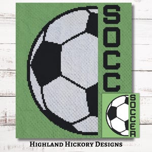 Soccer Graph Crochet Pattern C2C Graphgan + Written Instructions Corner-to-Corner, Tapestry, Tunisian, Knitting, Cross Stitch Chart PDF