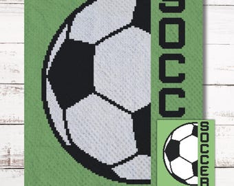 Soccer Graph Crochet Pattern C2C Graphgan + Written Instructions Corner-to-Corner, Tapestry, Tunisian, Knitting, Cross Stitch Chart PDF