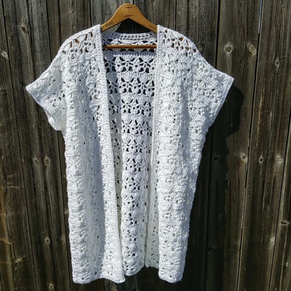 Crochet Moonstone Kimono PATTERN ONLY woman's or teen's kimono cardigan sweater available in 9 sizes from XS to 5XL