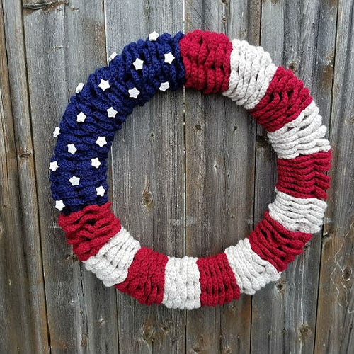 Crochet American Flag Wreath PATTERN ONLY Independence Day Etsy