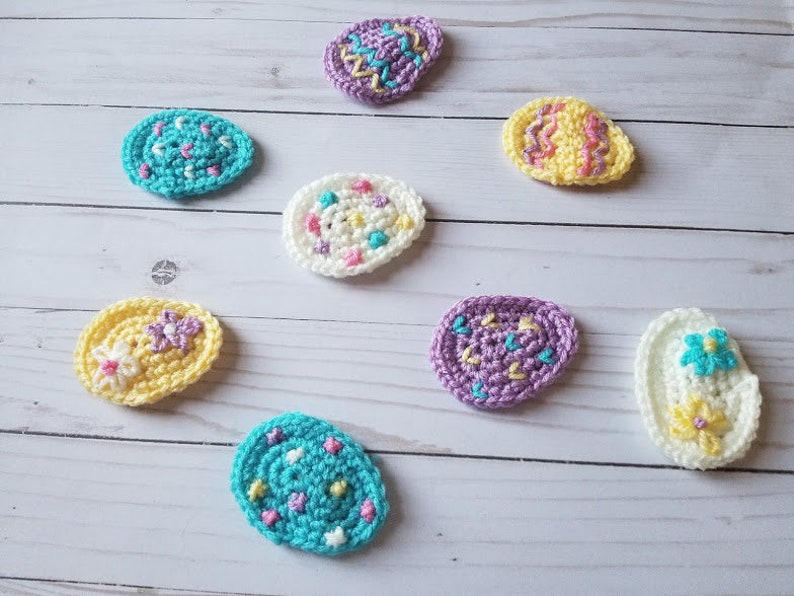 Crochet Easter Egg Appliques PATTERN ONLY Holiday Etsy