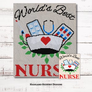 Bästa sjuksköterskegrafik-virkmönster C2C, mini c2c, tss, fm, hdc, dm Grafisk virkmönster med skriftliga instruktioner, hörn-till-hörn-effekt PDF