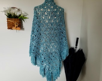 Crochet April Showers Shawl PATTERN ONLY triangle shawl prayer shawl spring lacy women's teen teenager youth child raindrops fringe easy