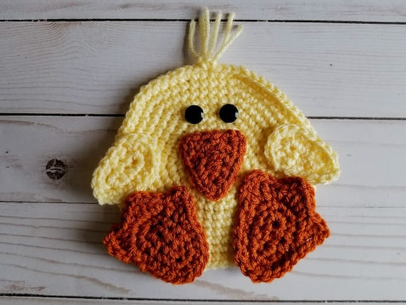Handmade Crochet Easter Chick appliqué
