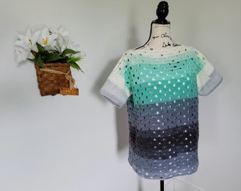 Crochet Mint Dream Tee PATTERN ONLY woman's women's teen teenager sweater top short sleeved sleeveless blouse