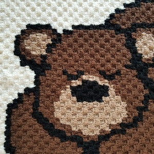 Crochet C2C Sleepy Bear Baby Blanket PATTERN ONLY afghan stroller sized blanket gift for baby shower gender neutral teddy bear child toddler image 3