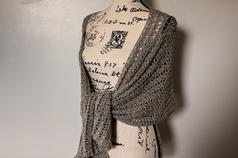 Crochet The Dovetail Wrap PATTERN ONLY womens wrap stole prayer shawl scarf infinity scarf beach coverup light and lacy easy pattern image 1