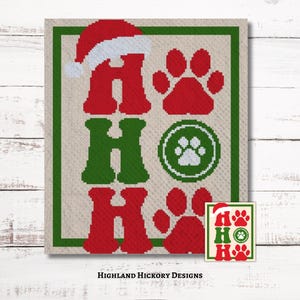 Santa Paws Graph Crochet Pattern C2C, Mini c2c, tss, sc, hdc, dc Graphgan With Written Instructions, Corner to Corner tapestry crochet PDF