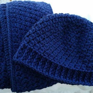 Crochet Set Navy Clusters Hat and Infinity Scarf PATTERNS - Etsy
