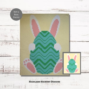 Easter Bunny Egg Graph Crochet Pattern C2C, Mini c2c, tss, sc, hdc, dc Graphgan With Written Instructions, Corner to Corner tapestry crochet
