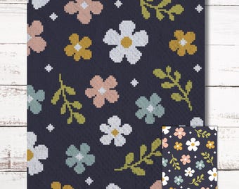 Wallflowers Graph Crochet Pattern C2C Graphgan + Written Instructions Corner-to-Corner, Tapestry, Tunisian, Knitting, Cross Stitch Chart PDF