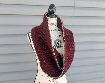 Crochet Cabernet Cowl PATTERN ONLY women's teen infinity scarf gift for her outerwear chunky winter spring fall holiday party