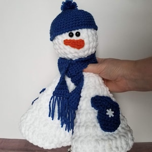 Crochet Melting Snowman PATTERN ONLY winter holiday decoration child's lovey baby lovey security blanket table top decor image 2