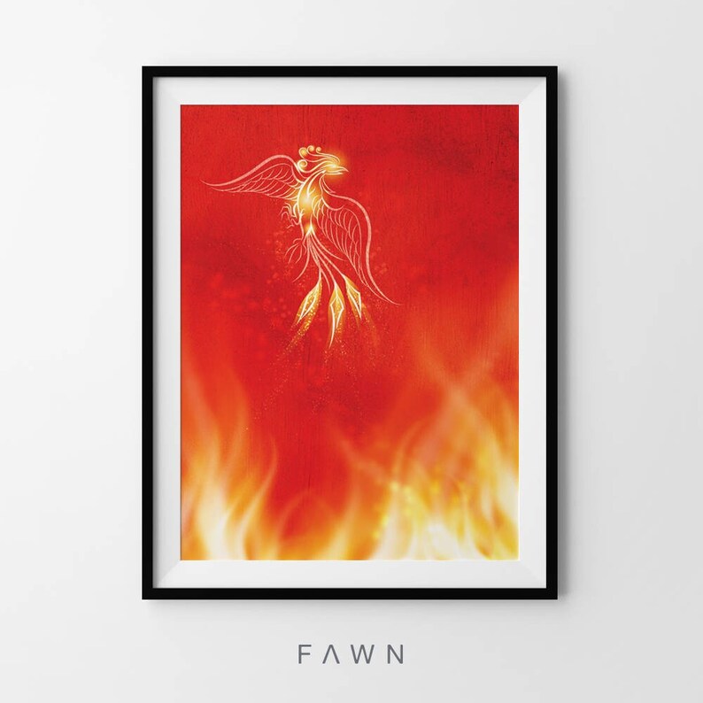 Phoenix Digital Art Download - Bird, Print, Poster, Fire, Colourful, Vibrant, Red, Orange, Light.