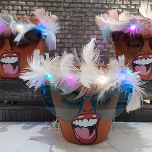 NEW Sassy Soul Sister, Lights Up, Head Planter, Face Planter, Drainage, Planters and Pots, Cute Planter, Flower Pots, Planter, Unique Gift