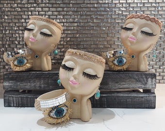 NEW! Sassy Soul Sister, Head Face Planter, Planter with Drainage, Planters and Pots, Cute Planter, Flower Pots, Planter, Unique Gift, Plants