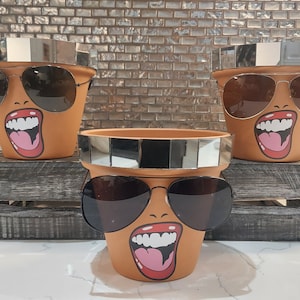 Sassy Soul Sister, Head Face Planter with Glasses, Planter with Drainage, Planters and Pots, Cute Planter, Flower Pots, Planter, Unique Gift